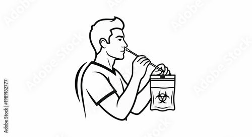 Person collecting sample with swab into biohazard bag
