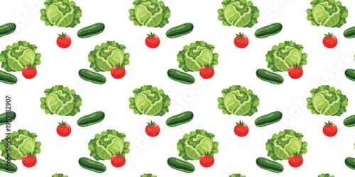 fresh garden mix cabbage tomato cucumber repeat background