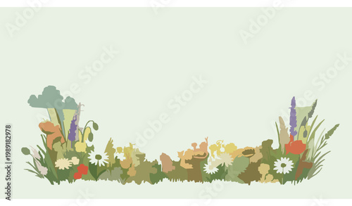 A vibrant array of flowers and plants forming a cheerful border design