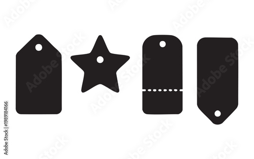 Collection of Blank Gift Tags and Star Label Silhouettes