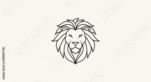 Stylized Lion Head Outline Minimalist Design.