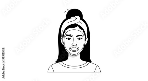 Woman with face mask and headband