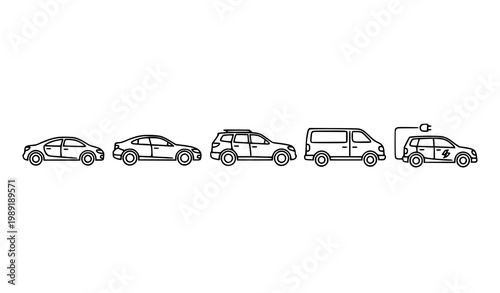 Outline car icon vector set with modern vehicle line icons transportation UI design collection