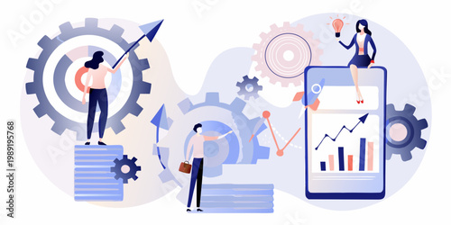 Business strategy and innovation concept with people and technology elements