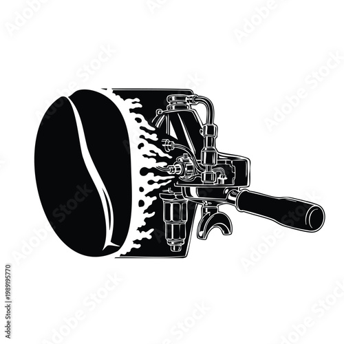 Portafilter espresso machine with coffee bean silhouette arts bundle.