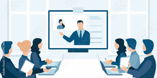 Virtual meeting in progress with a presenter and attentive participants