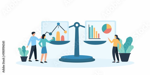Bild auf Leinwand Illustration depicting balanced data analysis and equitable decision making proc