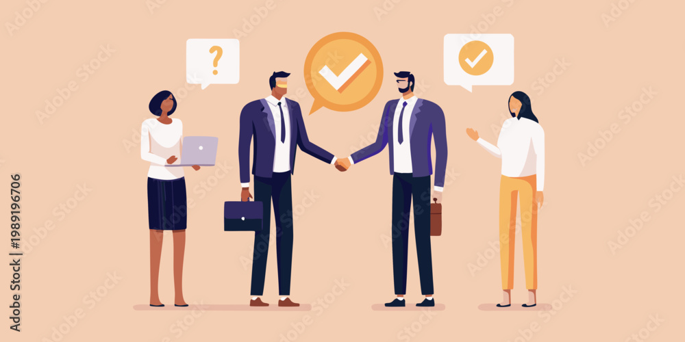 Ταπετσαρία Business professionals shaking hands finalizing a deal with positive confirmatio