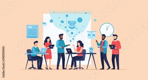 People working in office space.