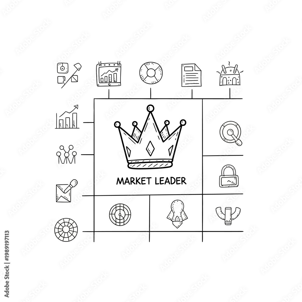 Fototapeta premium Business leadership concept with crown icon.