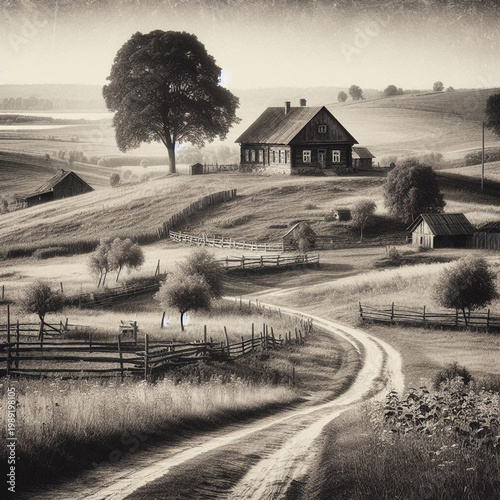 rural landscape in the morning