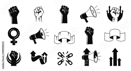 Protest Activism and Human Rights Symbol Set
