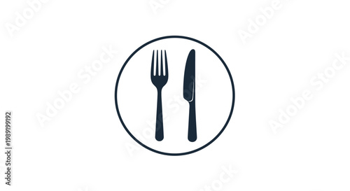 Bild auf Leinwand Fork and knife on plate.