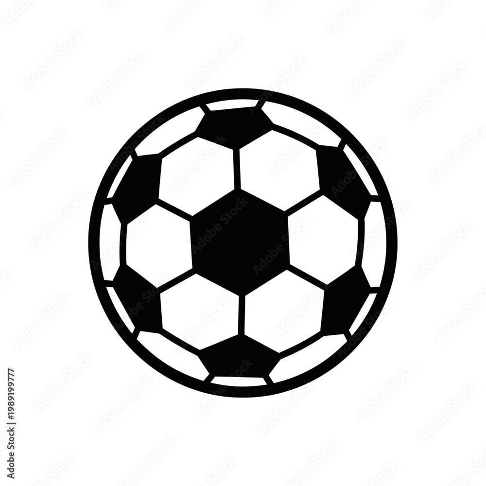 Fototapeta premium Classic Soccer Ball Icon, Black and White Sports Equipment Vector Graphic