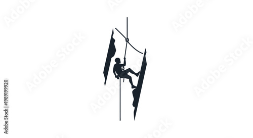 Man climbing pole with flags.