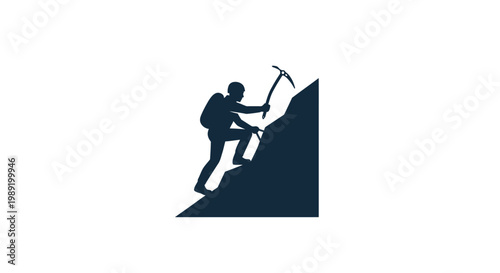 Man climbing steep mountain peak.