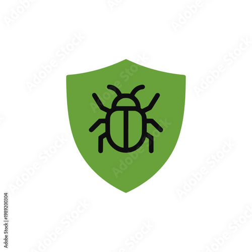 pest control shield insect protection company logo flat color vector illustration template design