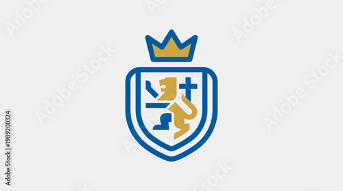 Royal Crest Emblem with Lion and Crown Symbol.