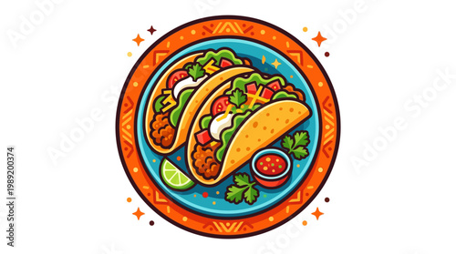 Tacos on a plate with toppings.