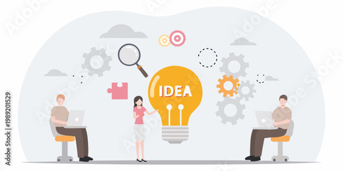 Team collaboration sparks a bright idea within a creative workspace