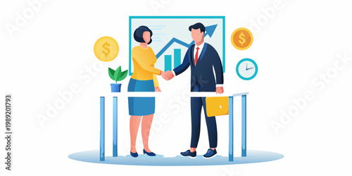 Business professionals shaking hands signifying a successful deal or partnership