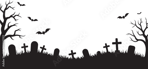 Spooky Halloween silhouette scene with haunted house witch flying and howling wolf vector