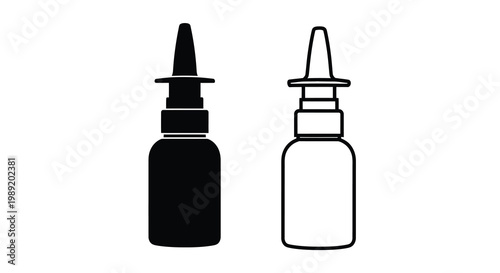 Two nasal spray bottles one dark and one light silhouette
