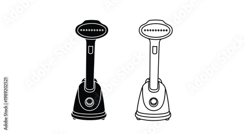 Two garment steamers shown in a clean minimalist silhouette