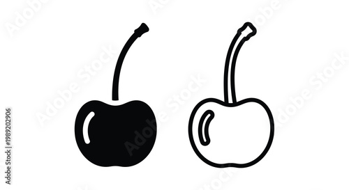 Two cherries one solid black and one outlined a striking silhouette