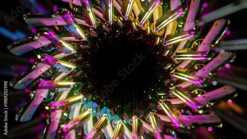 Circular Of Rifles Forming Deep Tunnel is motion footage for documentary films and cinematic in war history scene. Also good background for scene and titles, logos.