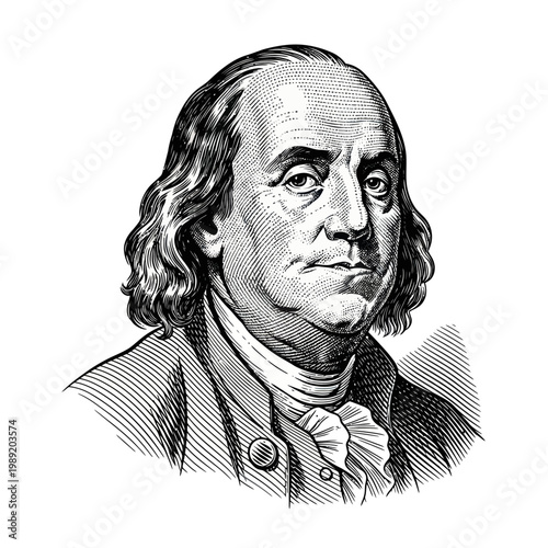 Benjamin Franklin Portrait - Founding Father, Inventor, Statesman