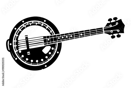 resonator banjo silhouette illustration for music instrument bluegrass performance and sound design