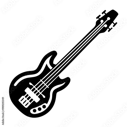 six string bass guitar silhouette illustration for music instrument performance and sound design