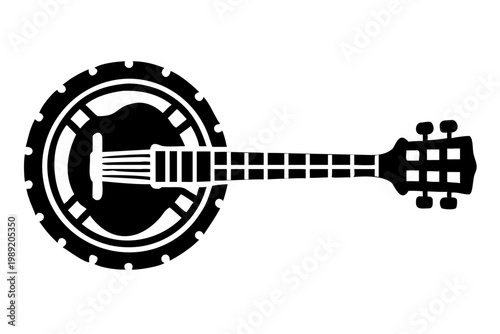 resonator banjo silhouette illustration for music instrument bluegrass performance and sound design