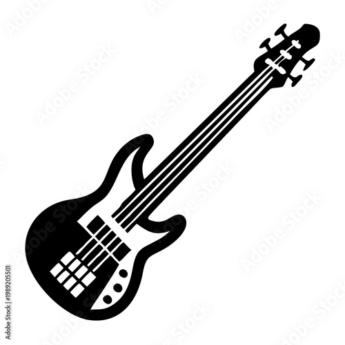 fretless bass guitar silhouette illustration for music instrument performance and sound design
