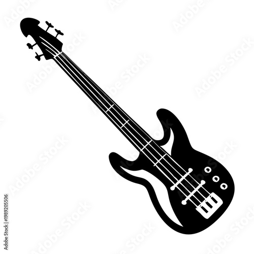fretless bass guitar silhouette illustration for music instrument performance and sound design