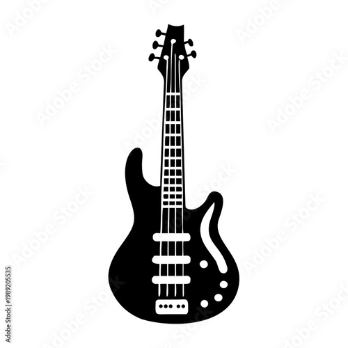 five string bass guitar silhouette illustration for music instrument performance and sound design