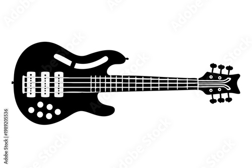 five string bass guitar silhouette illustration for music instrument performance and sound design