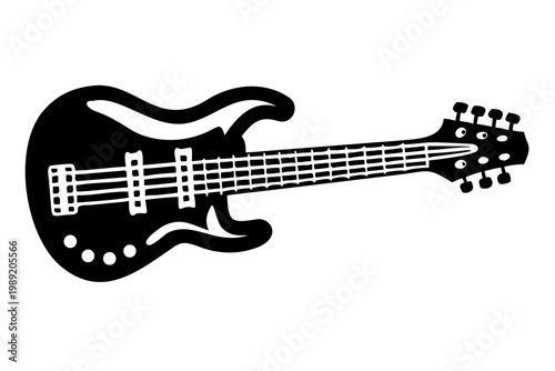 five string bass guitar silhouette illustration for music instrument performance and sound design