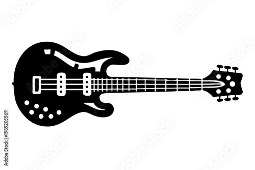 five string bass guitar silhouette illustration for music instrument performance and sound design