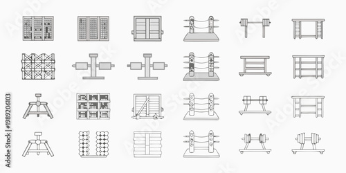 Collection of minimalist line art illustrations depicting various western elements