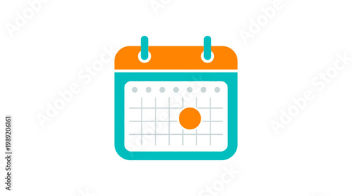Teal and orange wall calendar icon.