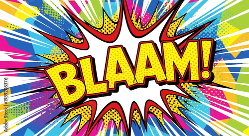 Blaam comic book explosion sound effect text.