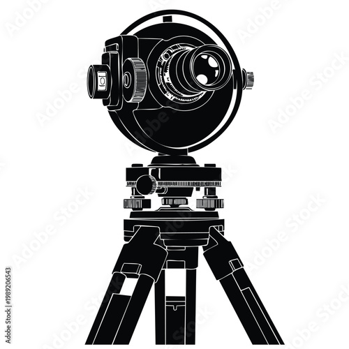 Theodolite surveying instrument silhouette set bundle.