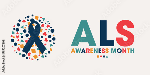 ALS amyotrophic lateral sclerosis Awareness Month, Colourful Poster, Banner Design Template.