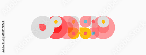 Colorful overlapping circles create abstract design. Simple shapes, playful aesthetic, modern branding element. Clean background enhances visual impact.