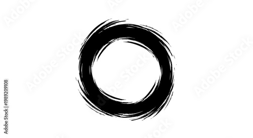 Black Circle Brush Stroke Art.