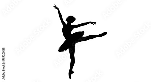 Silhouette of Female Ballet Dancer Posing.