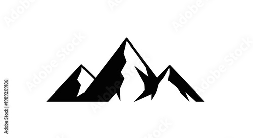 Black silhouette of mountain peaks.