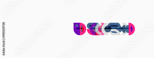 Abstract graphic design features colorful overlapping shapes. Purple, pink hues dominate white background. Modern, minimalist aesthetic.